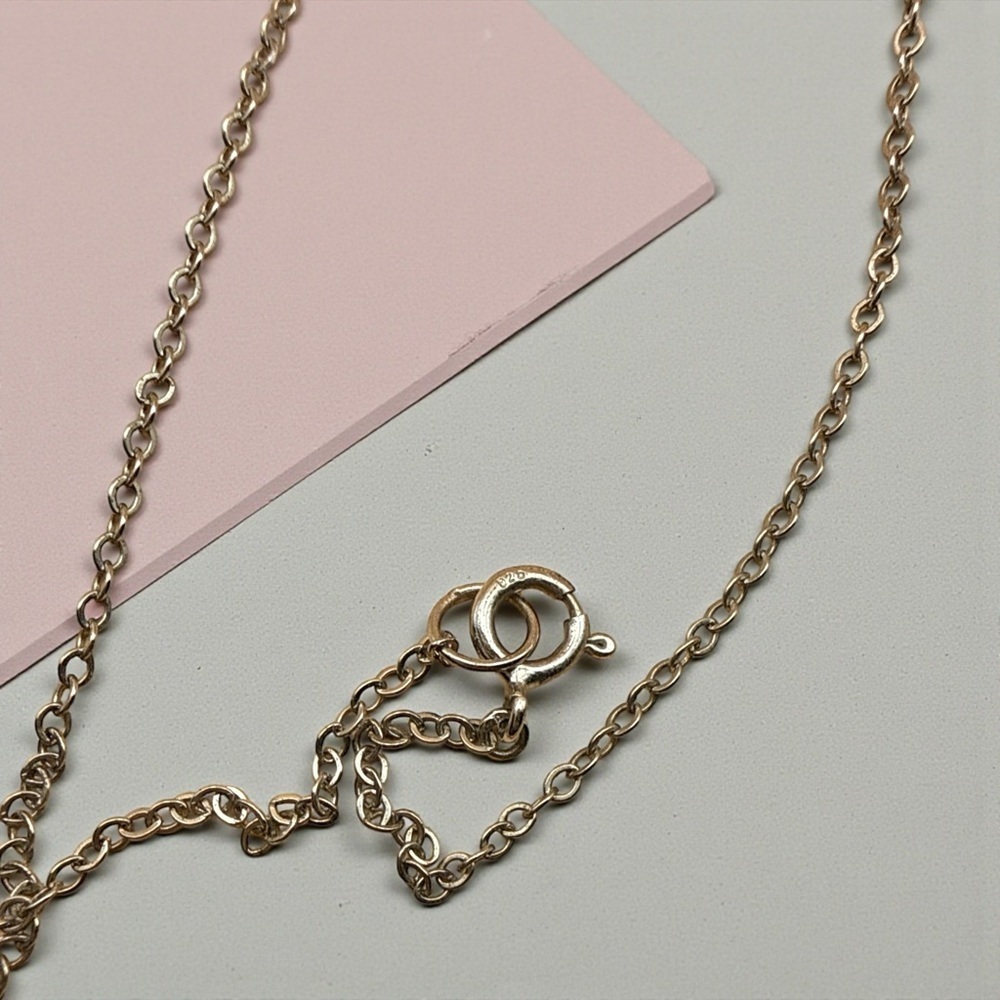 18 inch lariat CZ stamped Silver Necklace - Picture 3 of 5